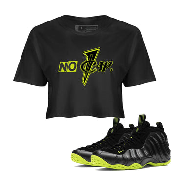 Foams One Black Volt shirts to match jordans No Cap sneaker match tees Air Foamposite One Black and Volt match shoes to clothes SNRT Sneaker Tees unisex cotton Black 1 crop tee