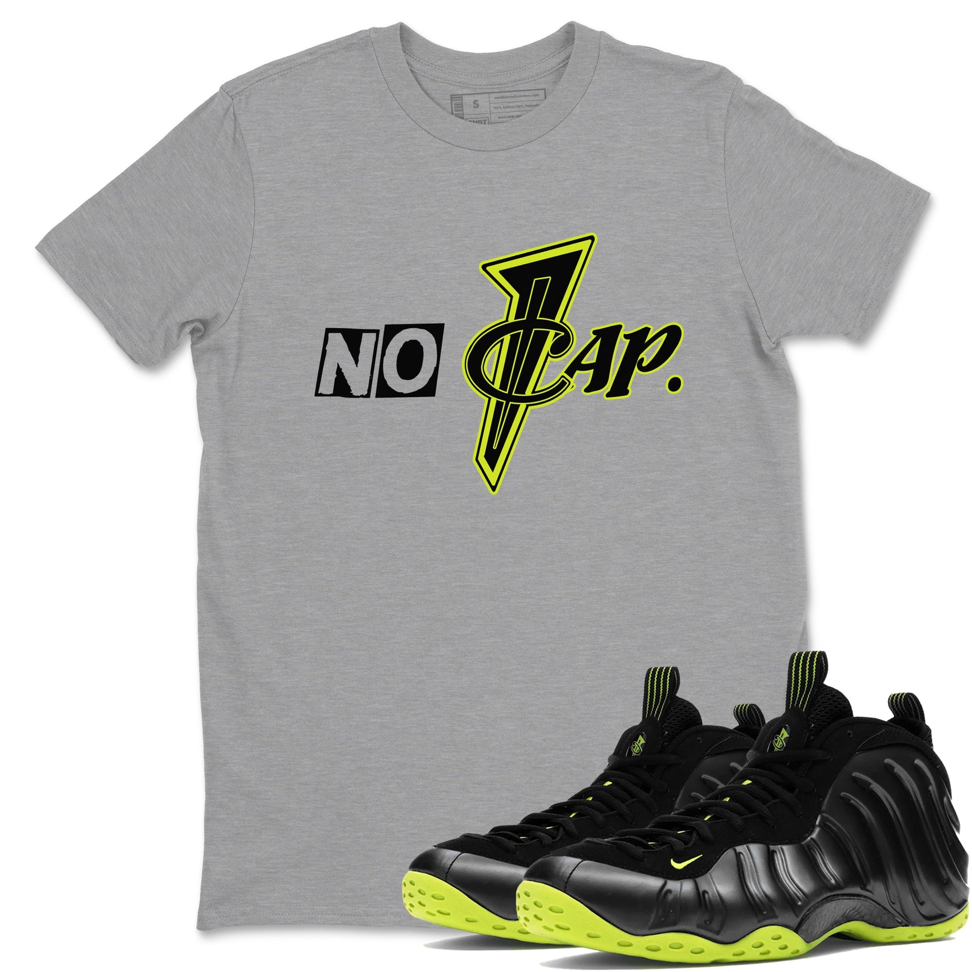Foams One Black Volt shirts to match jordans No Cap sneaker match tees Air Foamposite One Black and Volt match shoes to clothes SNRT Sneaker Tees unisex cotton Heather Grey 1 shirts
