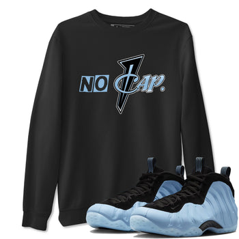 No Cap sneaker match t-shirt styled to complete your fit with the Air Foamposite One Psychic Blue sneakers, shown in Black 1.