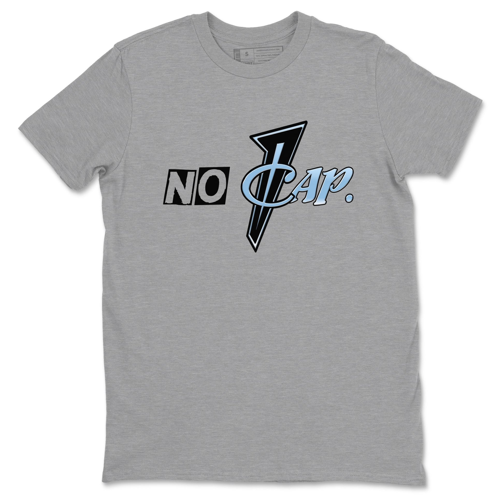 No Cap sneaker match t-shirt styled to complete your fit with the Air Foamposite One Psychic Blue sneakers, shown in Heather Grey 2.