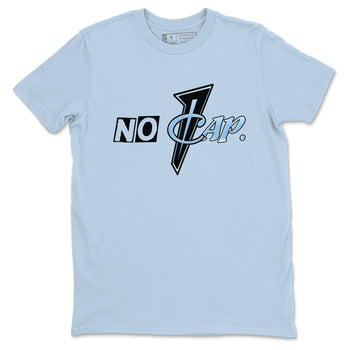 No Cap sneaker match t-shirt styled to complete your fit with the Air Foamposite One Psychic Blue sneakers, shown in Light Blue 2.