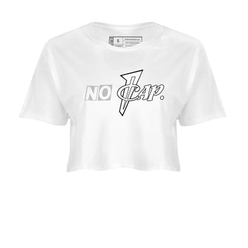 No Cap womens crop tee made to vibe with the Air Foamposite One Triple White sneakers — the perfect match in White 2.