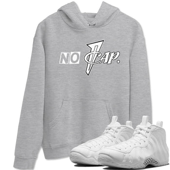 No Cap sneaker match t-shirt styled to complete your fit with the Air Foamposite One Triple White sneakers, shown in Heather Grey 1.