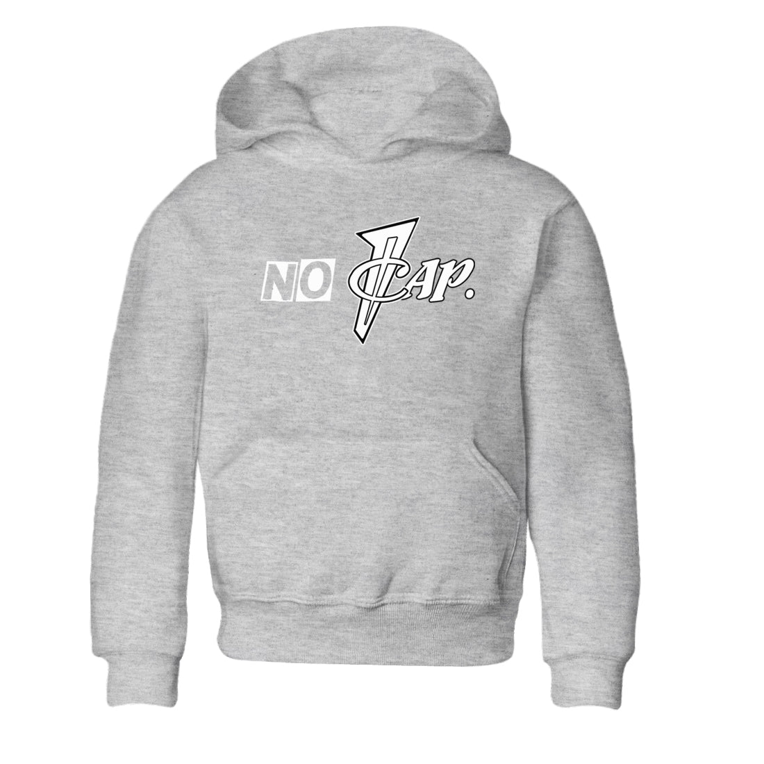 No Cap baby and kids t-shirt crafted for little sneakerheads to shine with the Air Foamposite One Triple White sneakers, displayed in Heather Grey 2.