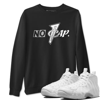 No Cap sneaker match t-shirt styled to complete your fit with the Air Foamposite One Triple White sneakers, shown in Black 1.
