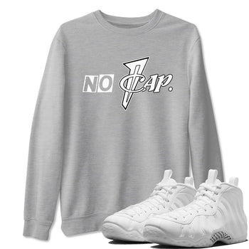 No Cap sneaker match t-shirt styled to complete your fit with the Air Foamposite One Triple White sneakers, shown in Heather Grey 1.