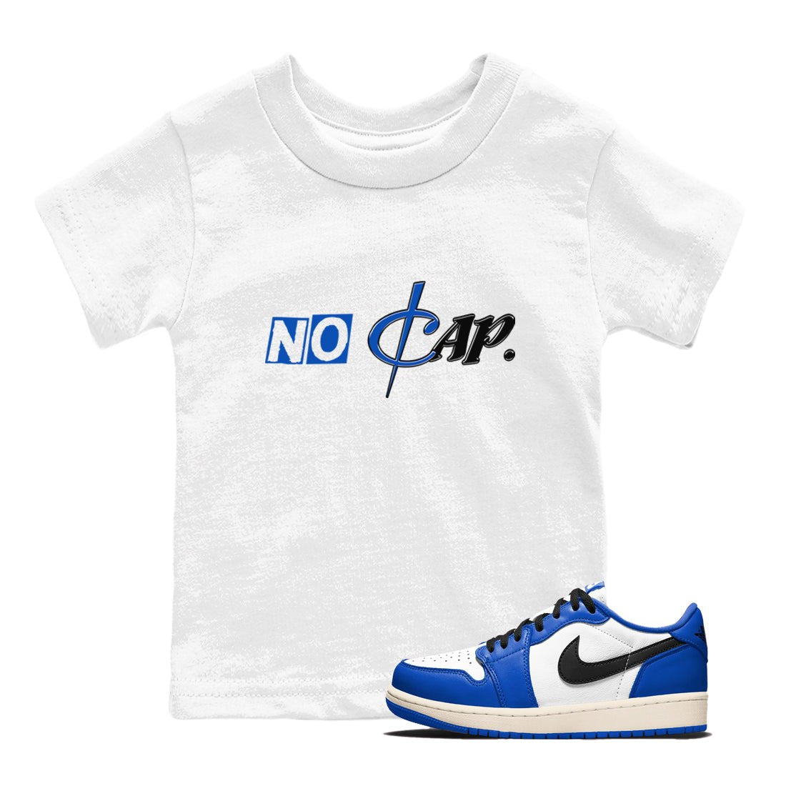 1s Game Royal shirts to match jordans No Cap sneaker match tees Air Jordan 1 Retro Low OG Game Royal match shoes to clothes SNRT Sneaker Tees Youth Baby White 1 tee