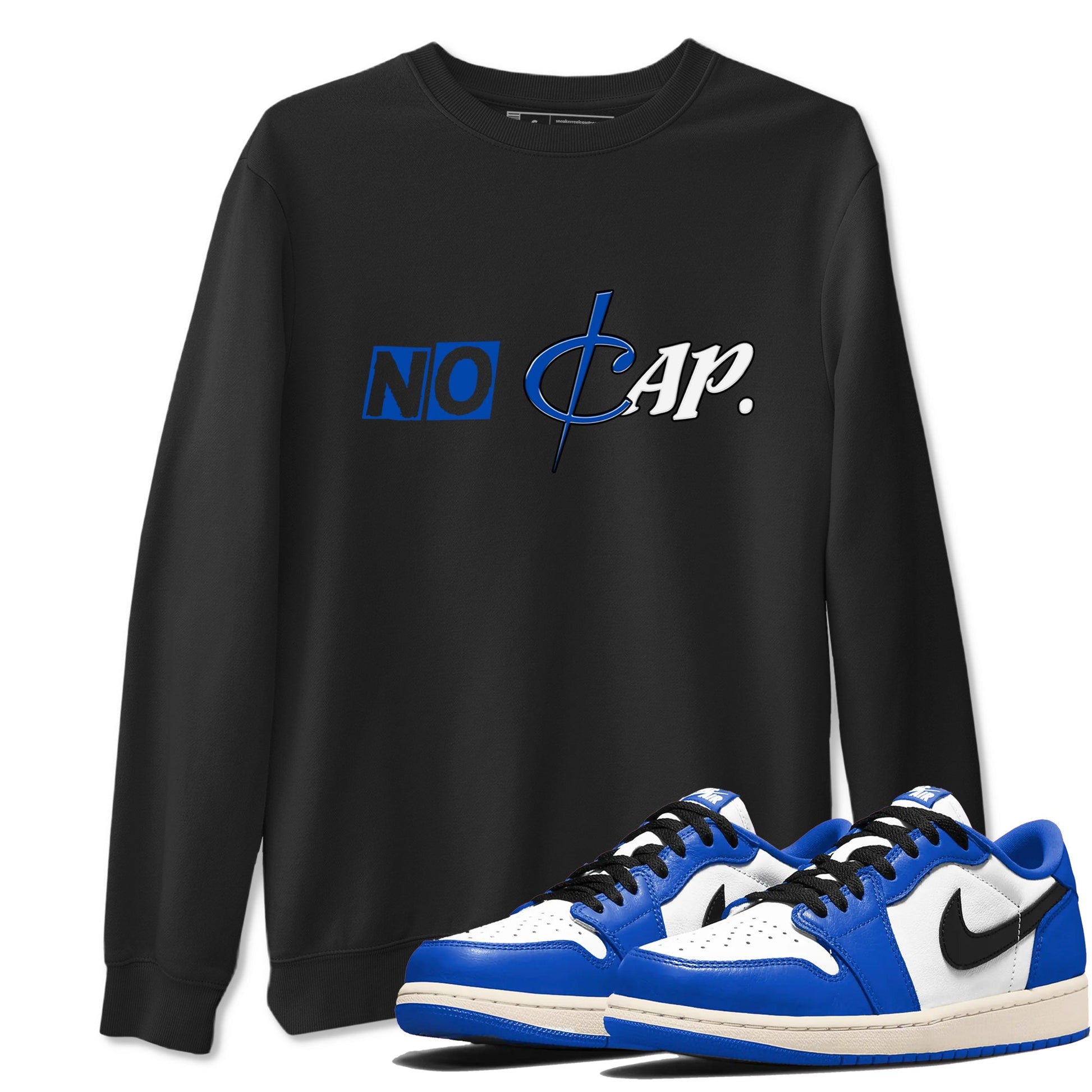 1s Game Royal shirts to match jordans No Cap sneaker match tees Air Jordan 1 Retro Low OG Game Royal match shoes to clothes SNRT Sneaker Tees unisex cotton Black 1 shirts