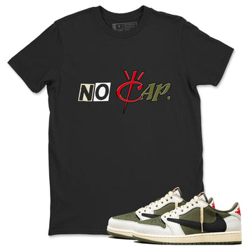 1s Travis Scott Medium Olive shirts to match jordans No Cap sneaker match tees Air Jordan 1 Travis Scott Medium Olive match shoes to clothes SNRT Sneaker Tees unisex cotton Black 1 shirts