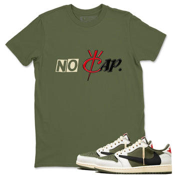 1s Travis Scott Medium Olive shirts to match jordans No Cap sneaker match tees Air Jordan 1 Travis Scott Medium Olive match shoes to clothes SNRT Sneaker Tees unisex cotton Military Green 1 shirts