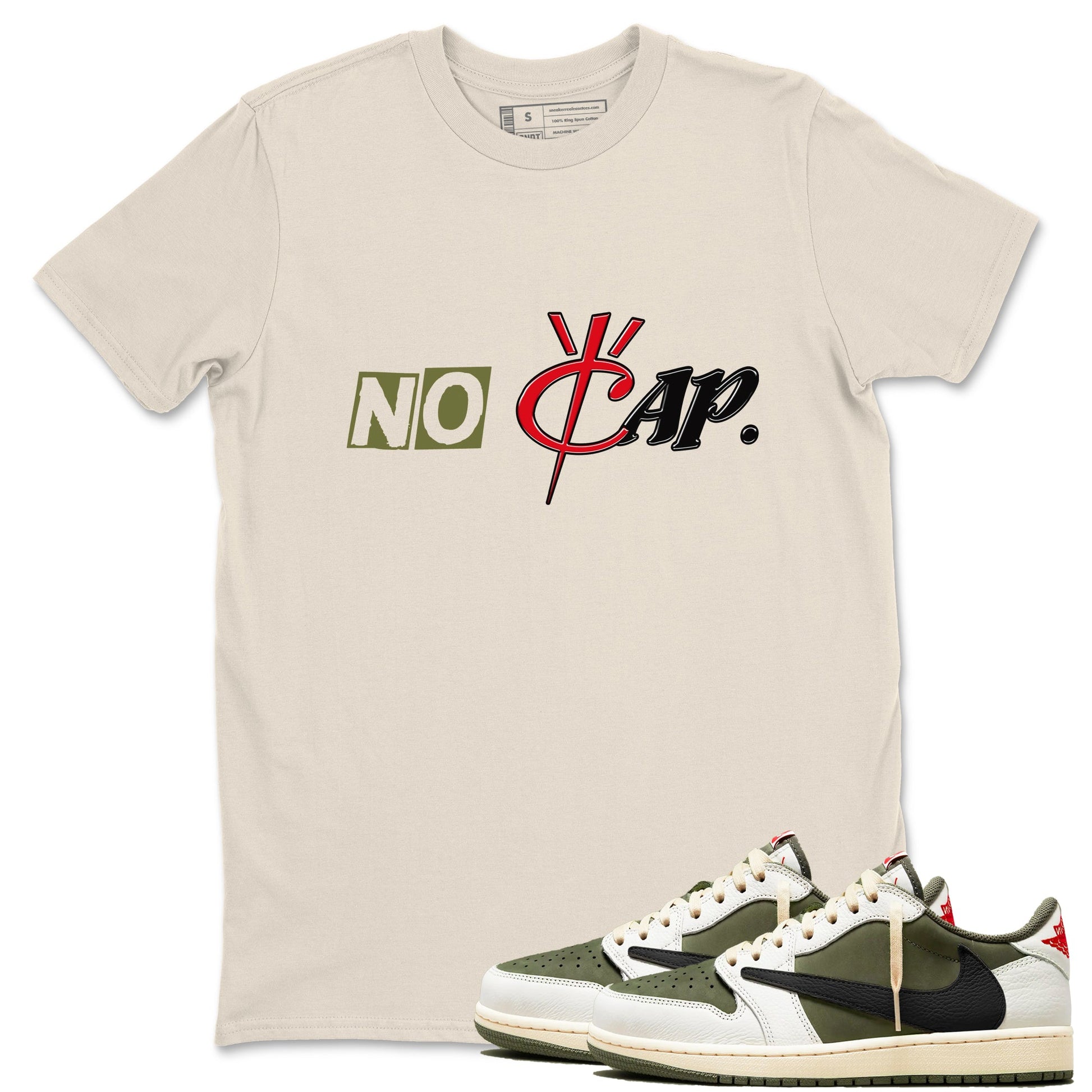 1s Travis Scott Medium Olive shirts to match jordans No Cap sneaker match tees Air Jordan 1 Travis Scott Medium Olive match shoes to clothes SNRT Sneaker Tees unisex cotton Natural 1 shirts