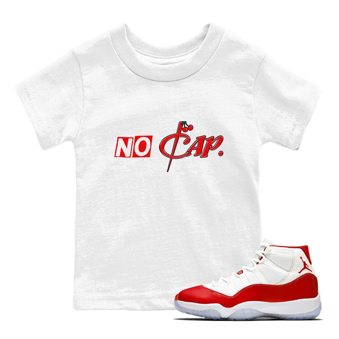 11s Cherry shirts to match jordans No Cap sneaker match tees Air Jordan 11 Retro Cherry match shoes to clothes SNRT Sneaker Tees Youth Baby White 1 tee