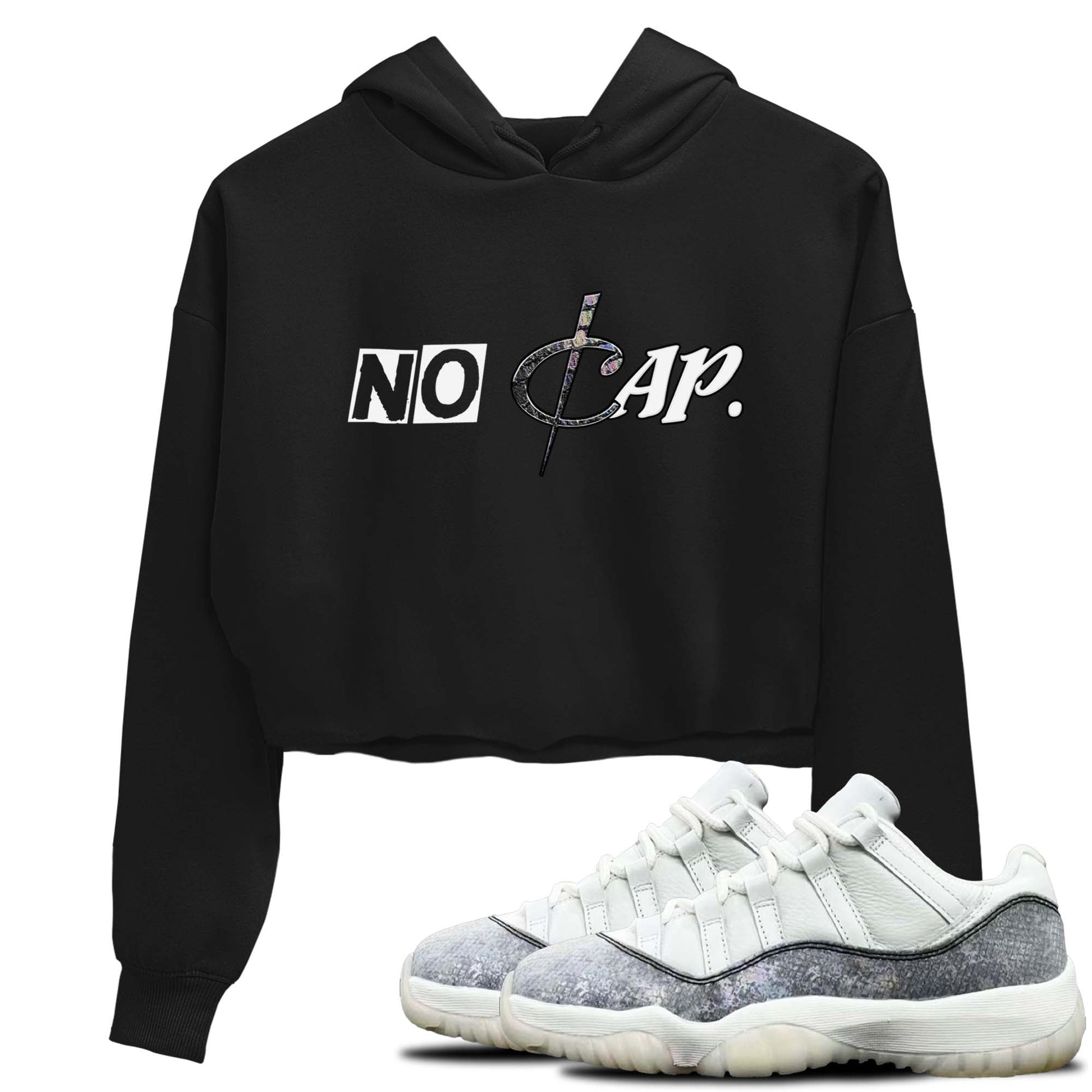11s Year Of The Snake shirts to match jordans  No Cap shirts to match jordans Air Jordan 11 Retro Low Year Of The Snake match shoes to clothes SNRT Sneaker Tees unisex cotton Black 1 crop tee