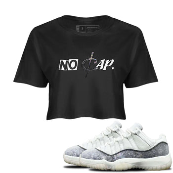 11s Year Of The Snake shirts to match jordans  No Cap shirts to match jordans Air Jordan 11 Retro Low Year Of The Snake match shoes to clothes SNRT Sneaker Tees unisex cotton Black 1 crop tee