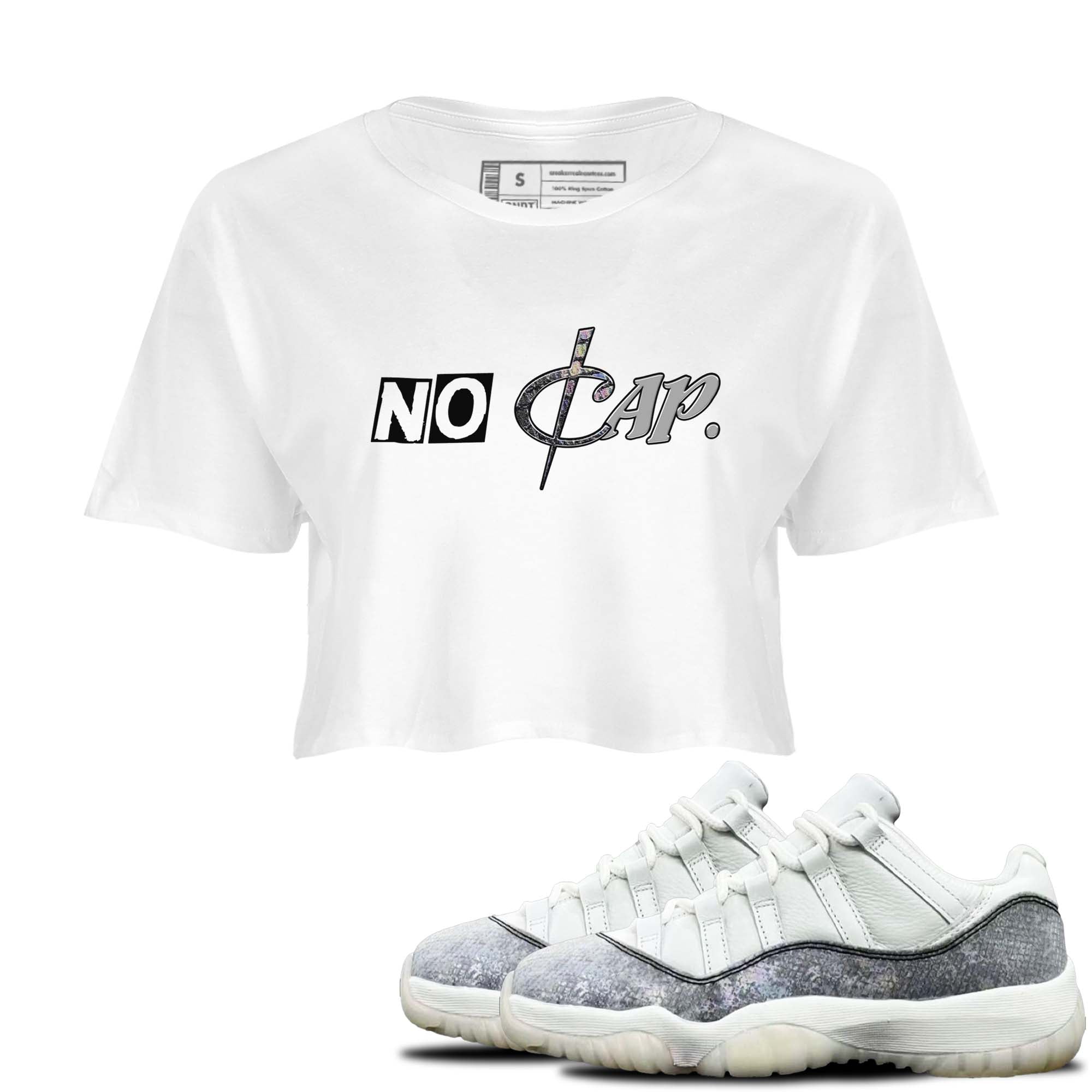 11s Year Of The Snake shirts to match jordans  No Cap shirts to match jordans Air Jordan 11 Retro Low Year Of The Snake match shoes to clothes SNRT Sneaker Tees unisex cotton White 1 crop tee