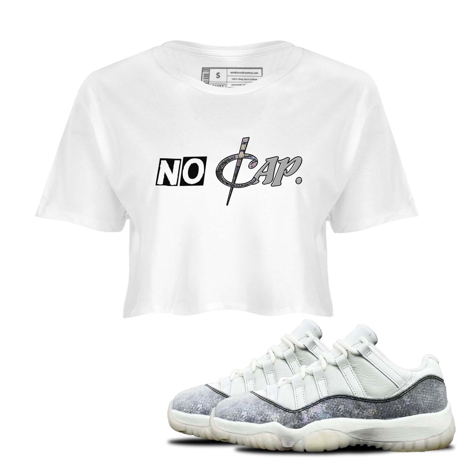 11s Year Of The Snake shirts to match jordans  No Cap shirts to match jordans Air Jordan 11 Retro Low Year Of The Snake match shoes to clothes SNRT Sneaker Tees unisex cotton White 1 crop tee