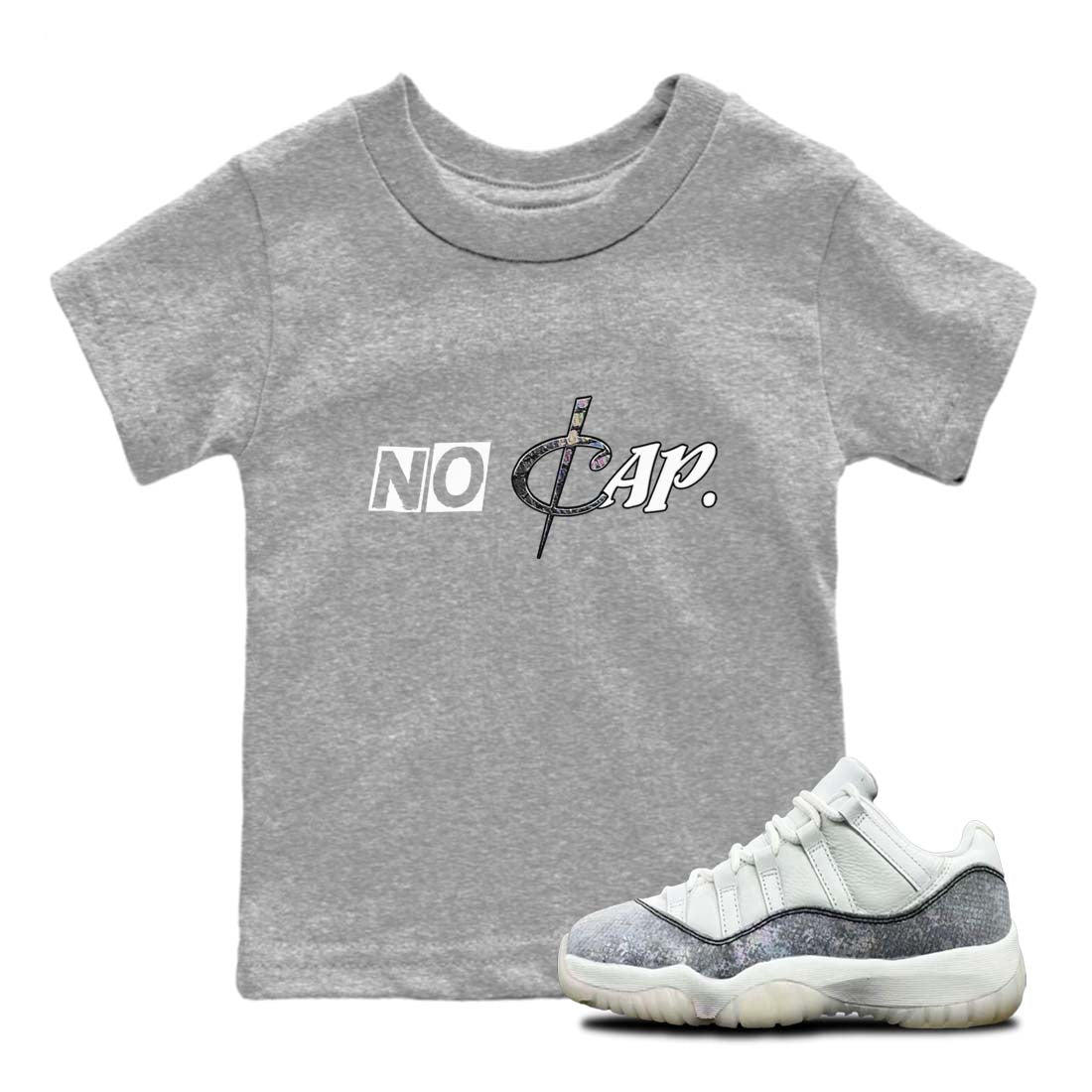 11s Year Of The Snake shirts to match jordans  No Cap shirts to match jordans Air Jordan 11 Retro Low Year Of The Snake match shoes to clothes SNRT Sneaker Tees Youth Baby Heather Grey 1 tee