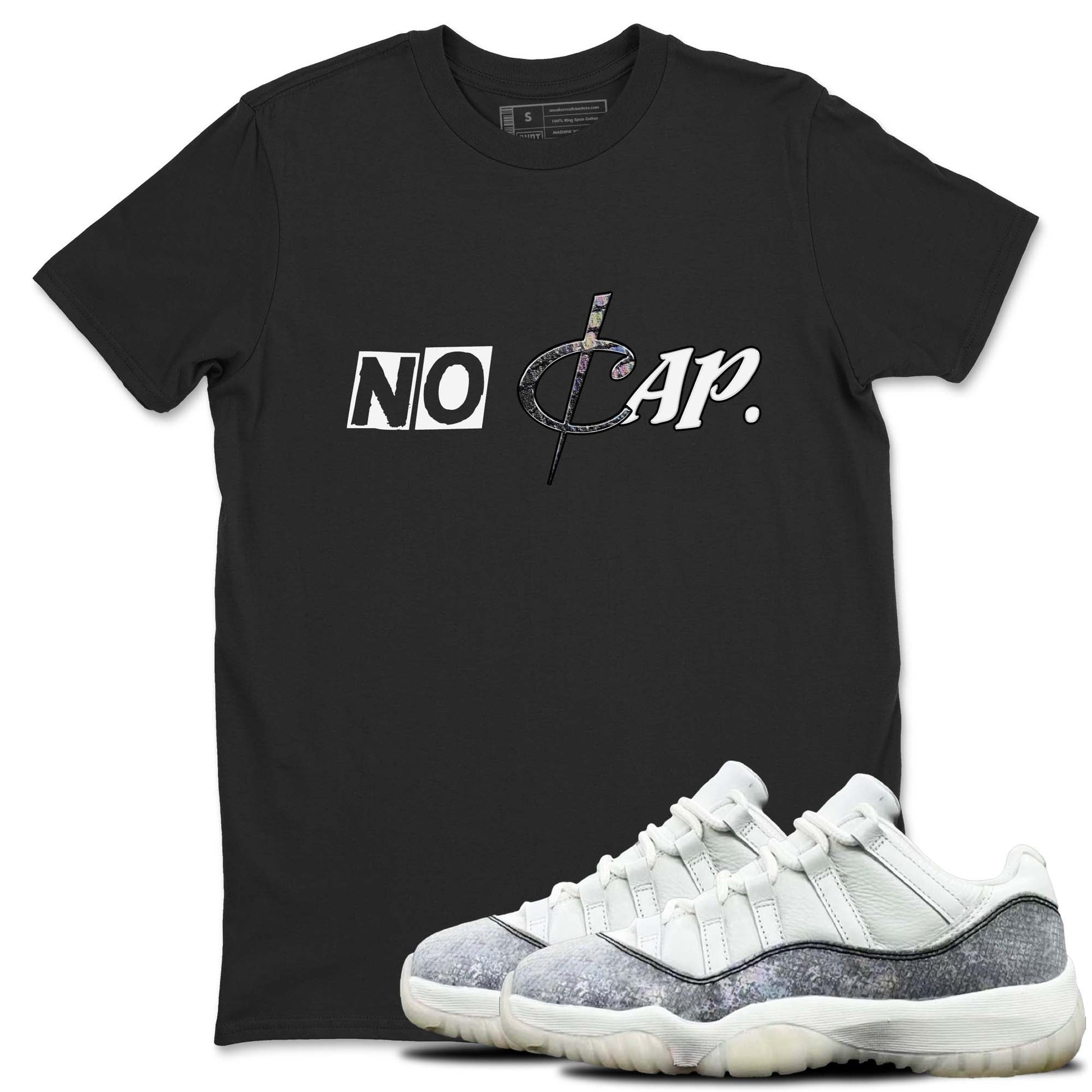 11s Year Of The Snake shirts to match jordans  No Cap shirts to match jordans Air Jordan 11 Retro Low Year Of The Snake match shoes to clothes SNRT Sneaker Tees unisex cotton Black 1 shirts