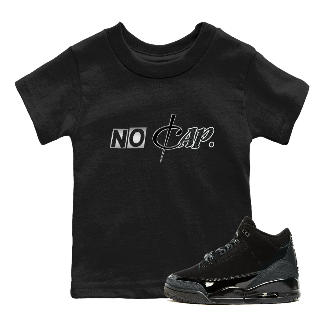 3s Black Cat shirts to match jordans No Cap sneaker match tees Air Jordan 3 Retro Black Cat match shoes to clothes SNRT Sneaker Tees Youth Baby Black 1 tee
