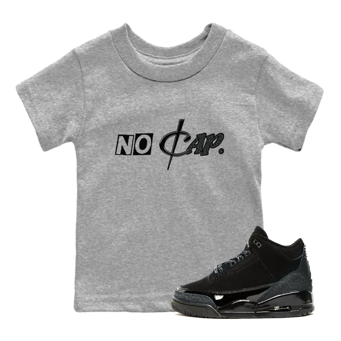 3s Black Cat shirts to match jordans No Cap sneaker match tees Air Jordan 3 Retro Black Cat match shoes to clothes SNRT Sneaker Tees Youth Baby Heather Grey 1 tee