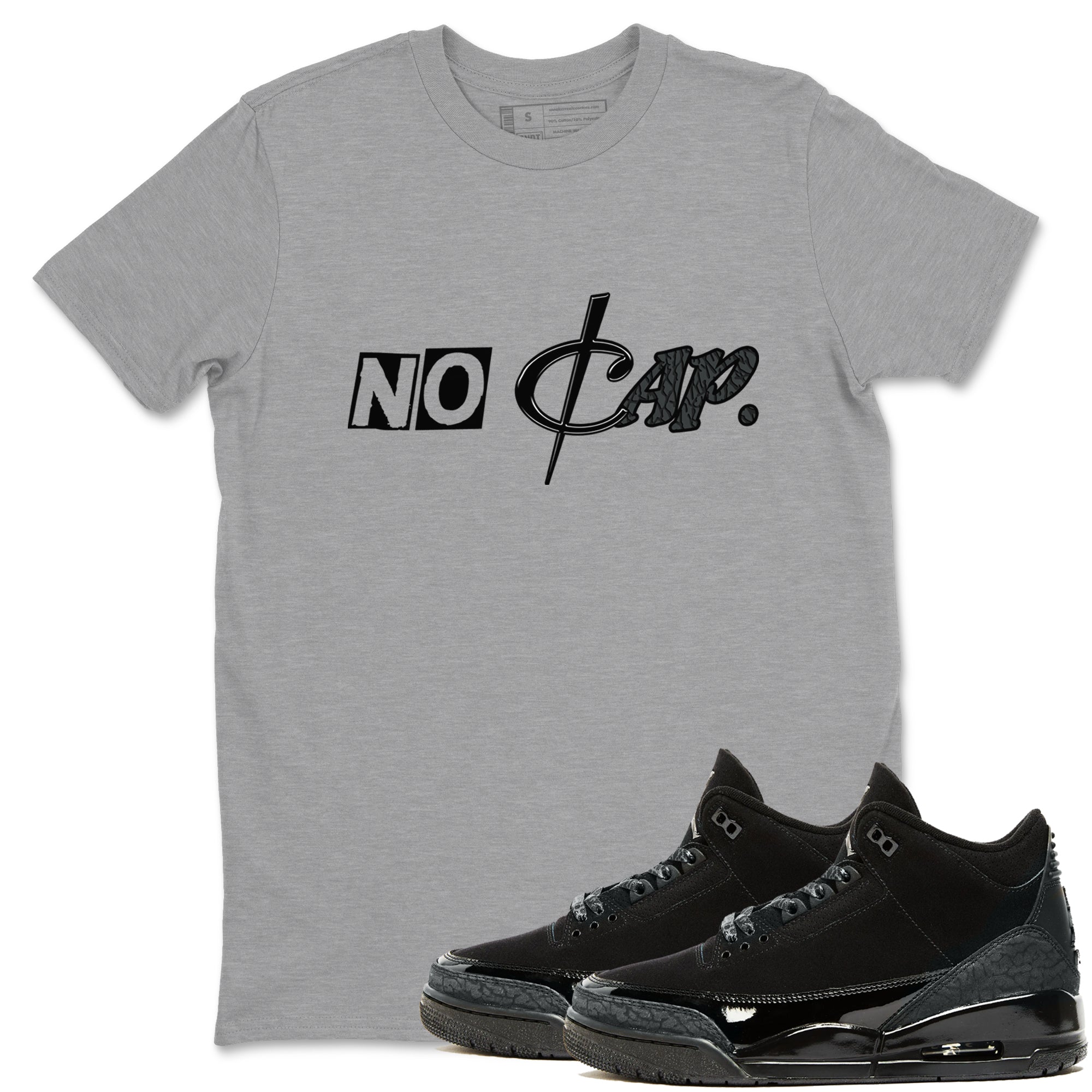 3s Black Cat shirts to match jordans No Cap sneaker match tees Air Jordan 3 Retro Black Cat match shoes to clothes SNRT Sneaker Tees unisex cotton Heather Grey 1 shirts