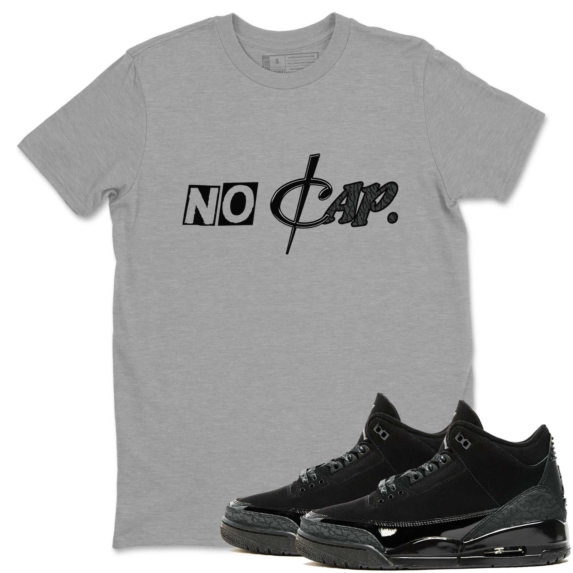 3s Black Cat shirts to match jordans No Cap sneaker match tees Air Jordan 3 Retro Black Cat match shoes to clothes SNRT Sneaker Tees unisex cotton Heather Grey 1 shirts
