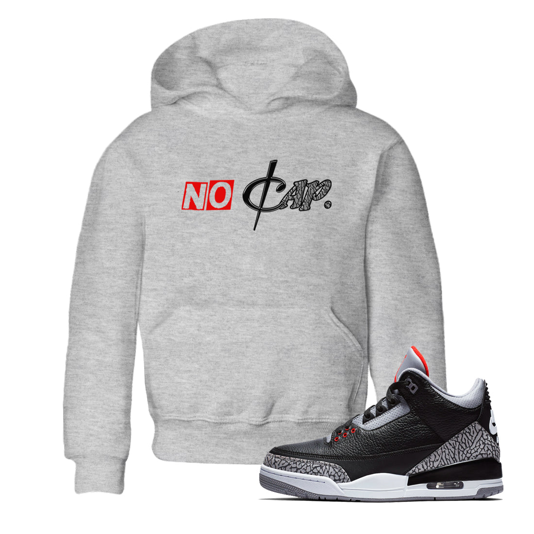 3s Black Cement shirts to match jordans No Cap sneaker match tees Air Jordan 3 Black Cement match shoes to clothes SNRT Sneaker Tees Youth Baby Heather Grey 1 tee