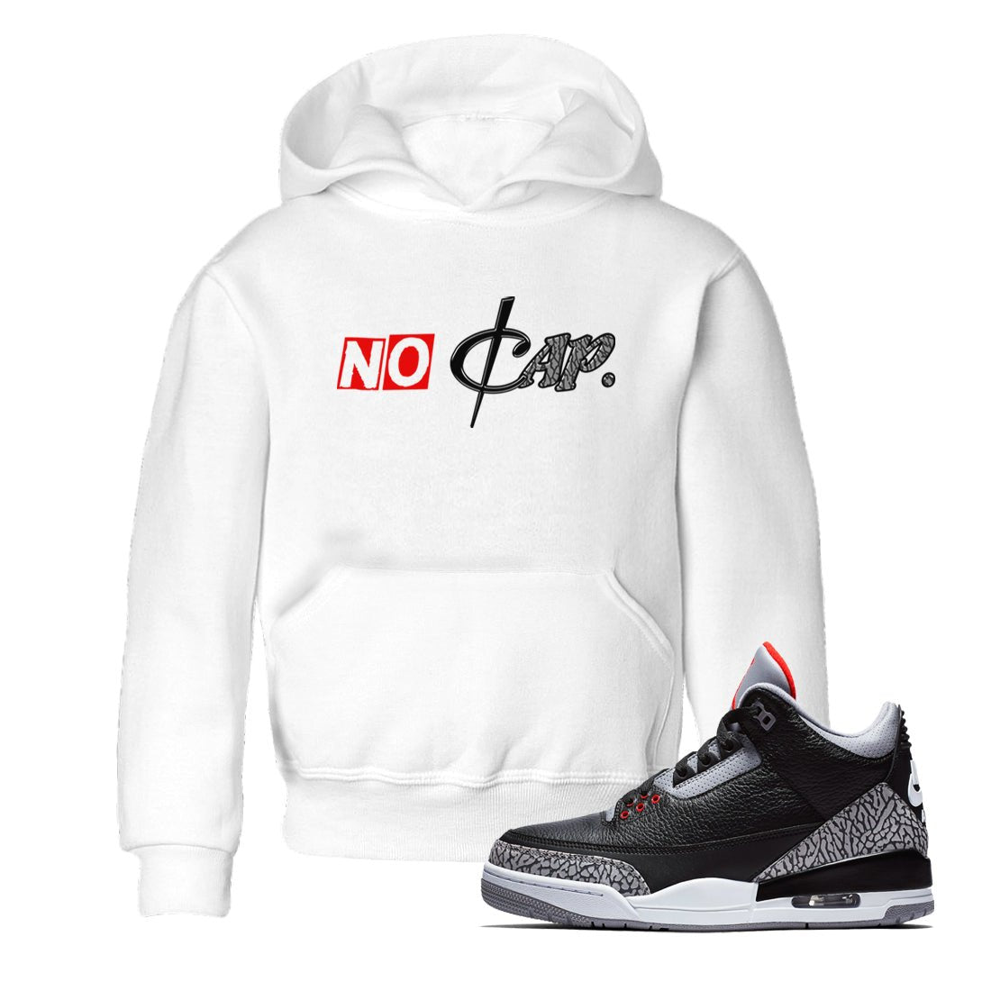 3s Black Cement shirts to match jordans No Cap sneaker match tees Air Jordan 3 Black Cement match shoes to clothes SNRT Sneaker Tees Youth Baby White 1 tee