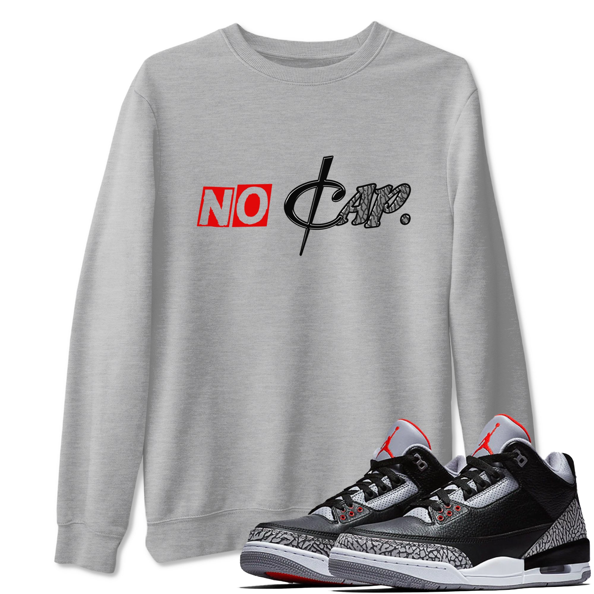 3s Black Cement shirts to match jordans No Cap sneaker match tees Air Jordan 3 Black Cement match shoes to clothes SNRT Sneaker Tees unisex cotton Heather Grey 1 shirts
