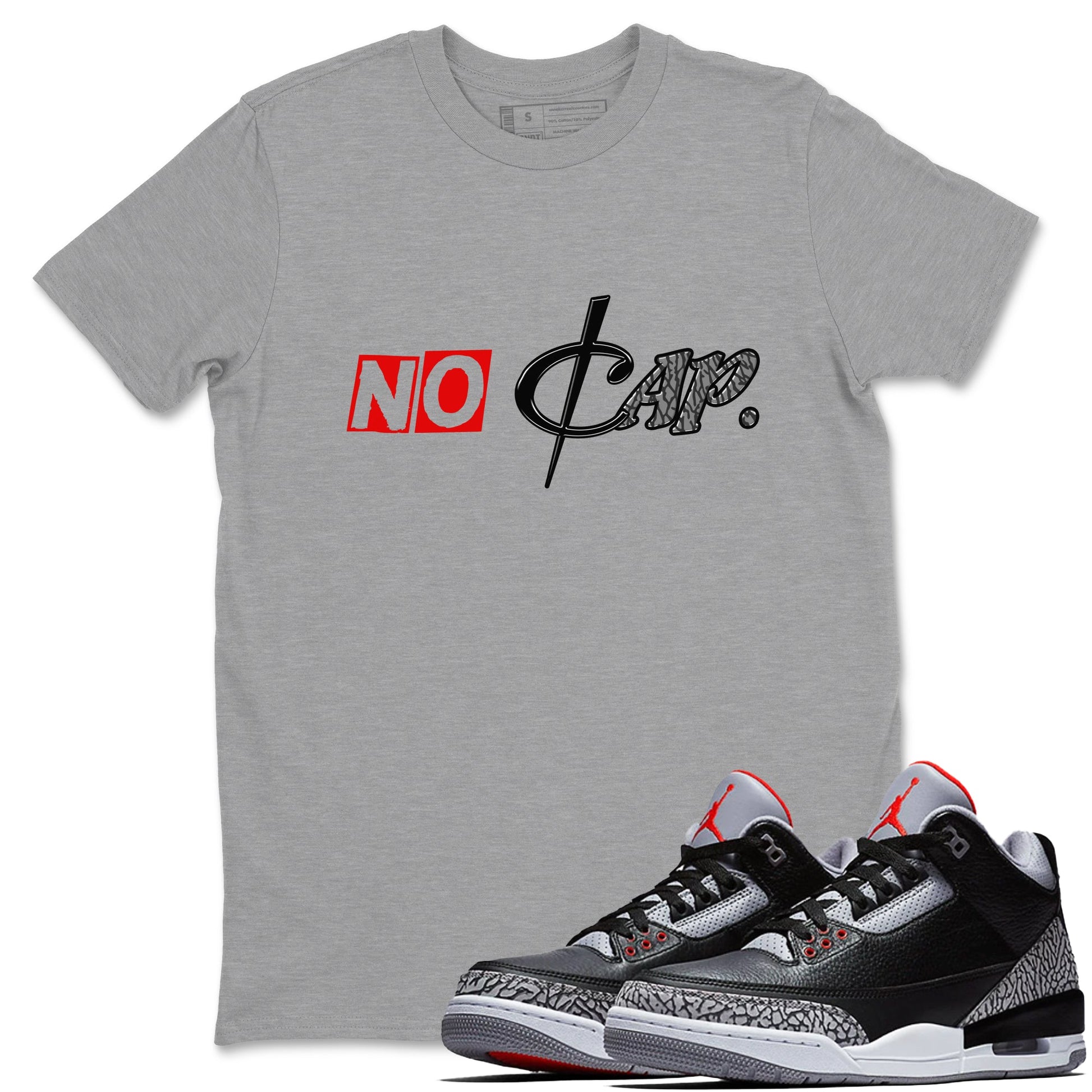 3s Black Cement shirts to match jordans No Cap sneaker match tees Air Jordan 3 Black Cement match shoes to clothes SNRT Sneaker Tees unisex cotton Heather Grey 1 shirts