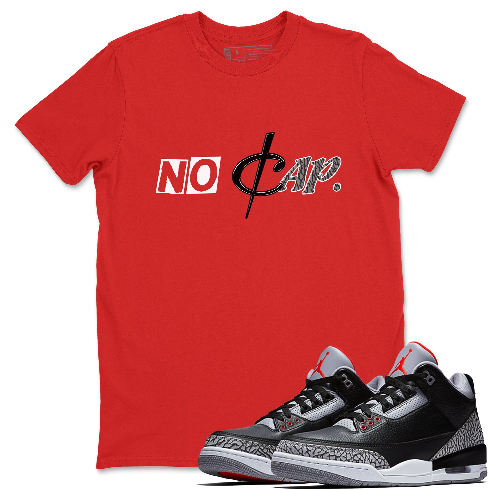 3s Black Cement shirts to match jordans No Cap sneaker match tees Air Jordan 3 Black Cement match shoes to clothes SNRT Sneaker Tees unisex cotton Red 1 shirts