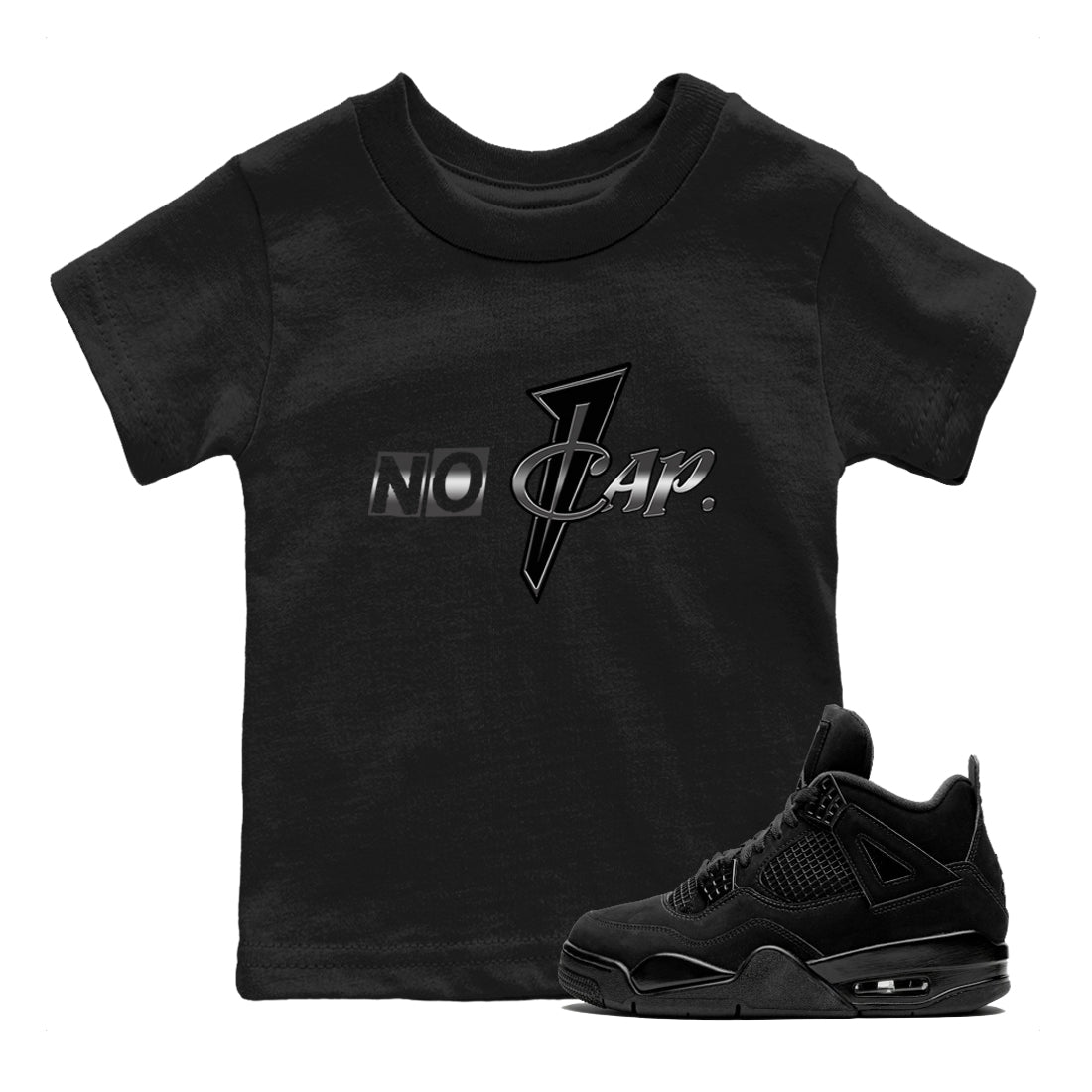 4s Black Cat shirts to match jordans No Cap sneaker match tees Air Jordan 4 Black Cat match shoes to clothes SNRT Sneaker Tees Youth Baby Black 1 tee