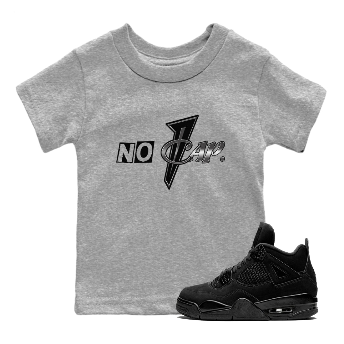4s Black Cat shirts to match jordans No Cap sneaker match tees Air Jordan 4 Black Cat match shoes to clothes SNRT Sneaker Tees Youth Baby Heather Grey 1 tee