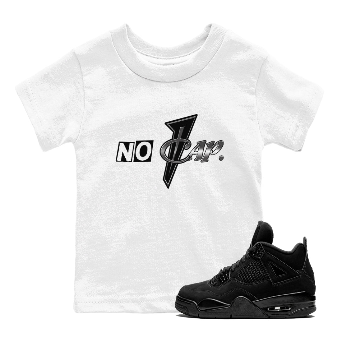 4s Black Cat shirts to match jordans No Cap sneaker match tees Air Jordan 4 Black Cat match shoes to clothes SNRT Sneaker Tees Youth Baby White 1 tee
