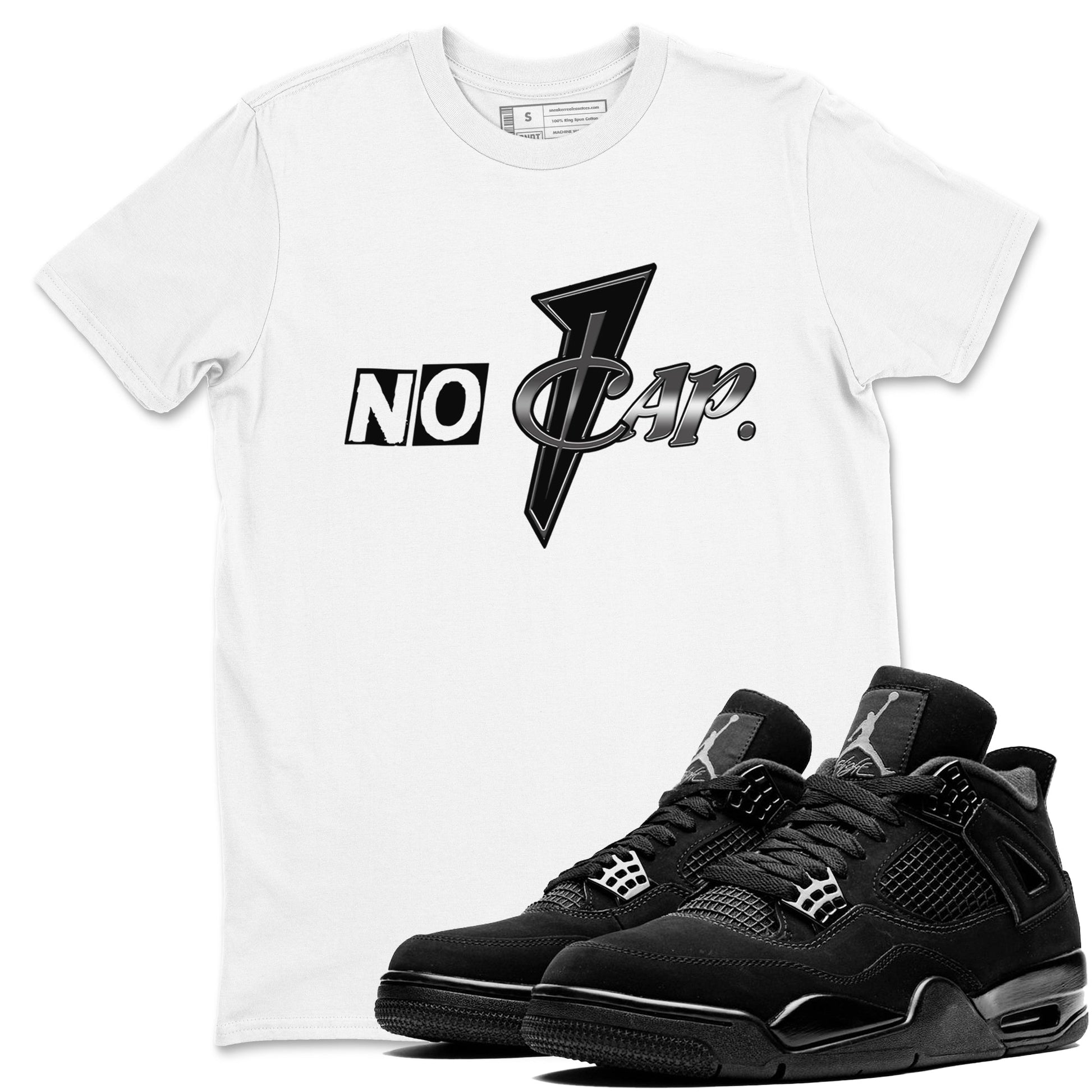 4s Black Cat shirts to match jordans No Cap sneaker match tees Air Jordan 4 Black Cat match shoes to clothes SNRT Sneaker Tees unisex cotton White 1 shirts