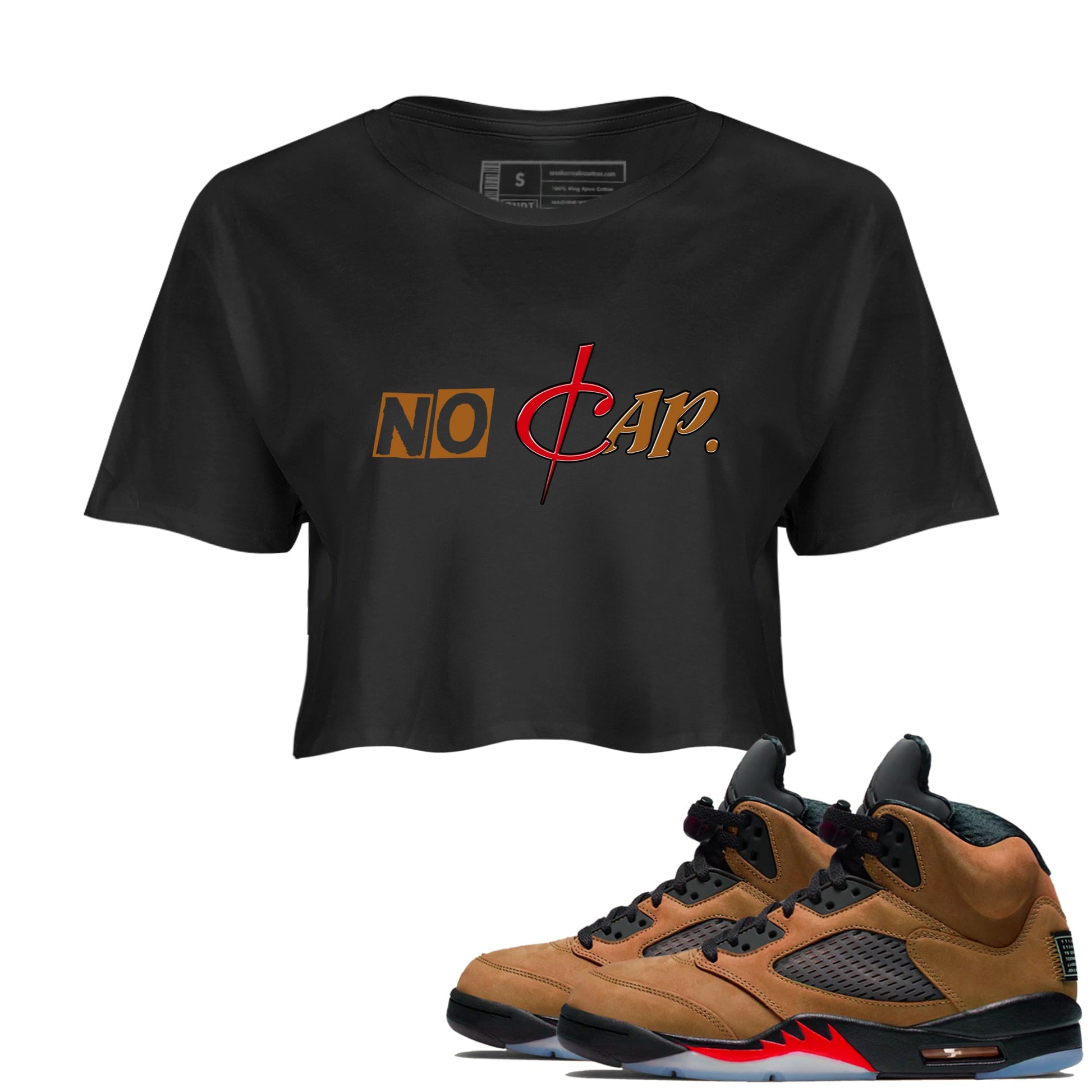 5s Archaeo Brown shirts to match jordans No Cap sneaker match tees Air Jordan 5 Archaeo Brown match shoes to clothes SNRT Sneaker Tees unisex cotton Black 1 crop tee