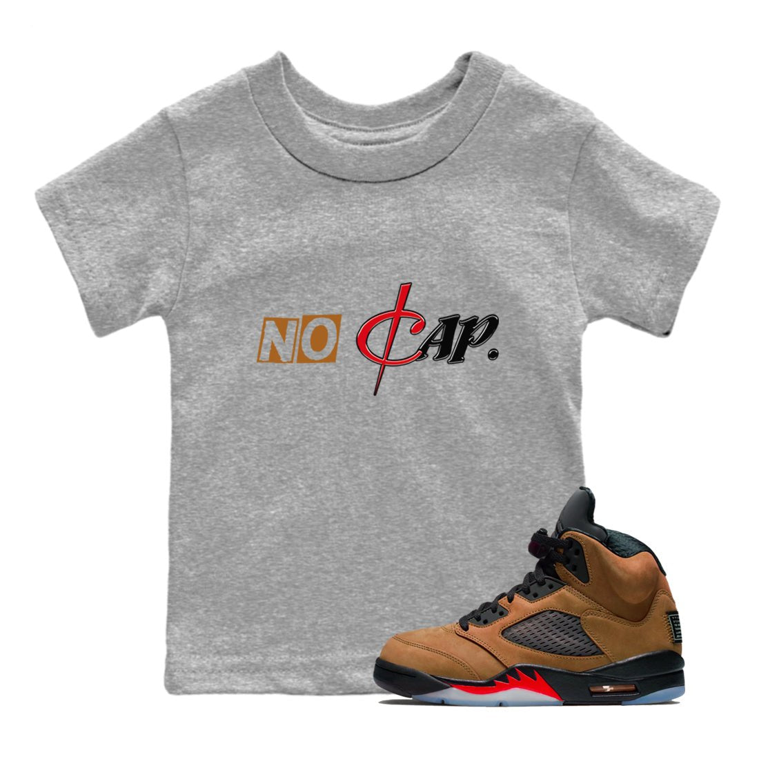 5s Archaeo Brown shirts to match jordans No Cap sneaker match tees Air Jordan 5 Archaeo Brown match shoes to clothes SNRT Sneaker Tees Youth Baby Heather Grey 1 tee