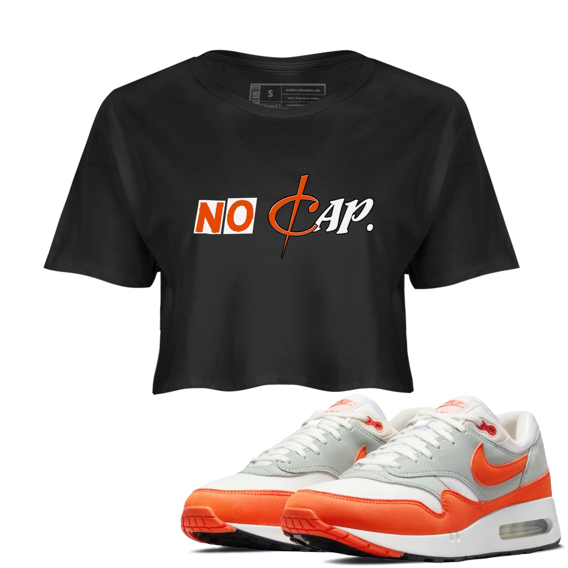 Air Max 1 OG '86 'Summit White and Cosmic Clay shirts to match jordans No Cap sneaker match tees Air Max 1 Cosmic Clay match shoes to clothes SNRT Sneaker Tees unisex cotton Black 1 crop tee