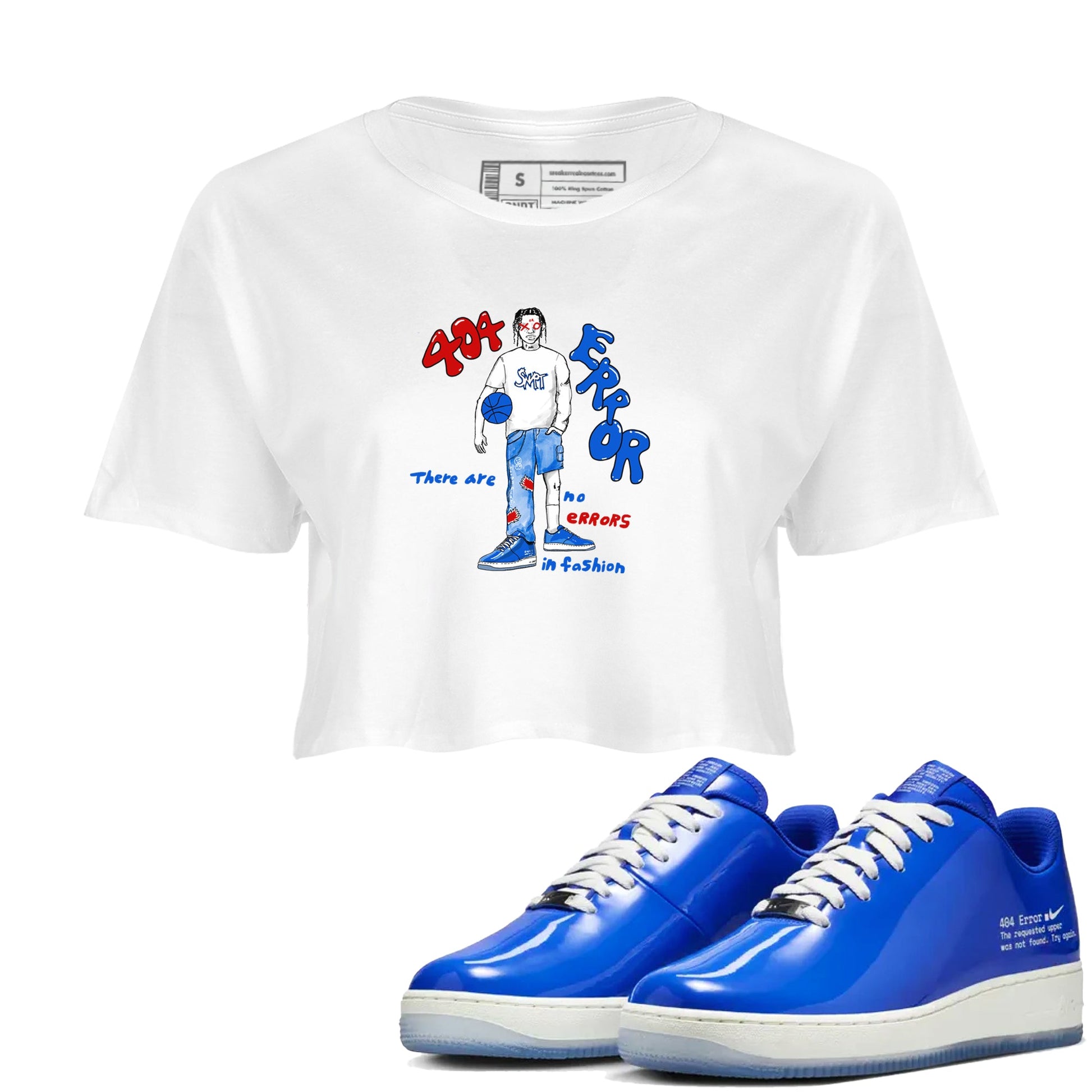 Air Force 1 404 Error shirt to match jordans No Errors In Fashion sneaker tees Air Force 1 404 Error SNRT Sneaker Release Tees White 1 crop length shirt