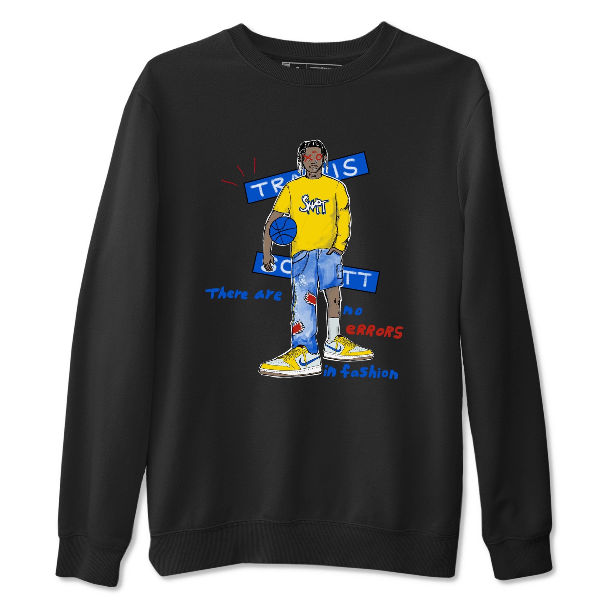 Air Jordan 1 Travis x Scott x Canary shirt to match jordans No Errors In Fashion sneaker tees Air Jordan 1 Travis Scott Canary SNRT Sneaker Release Tees unisex cotton Black 2 crew neck shirt