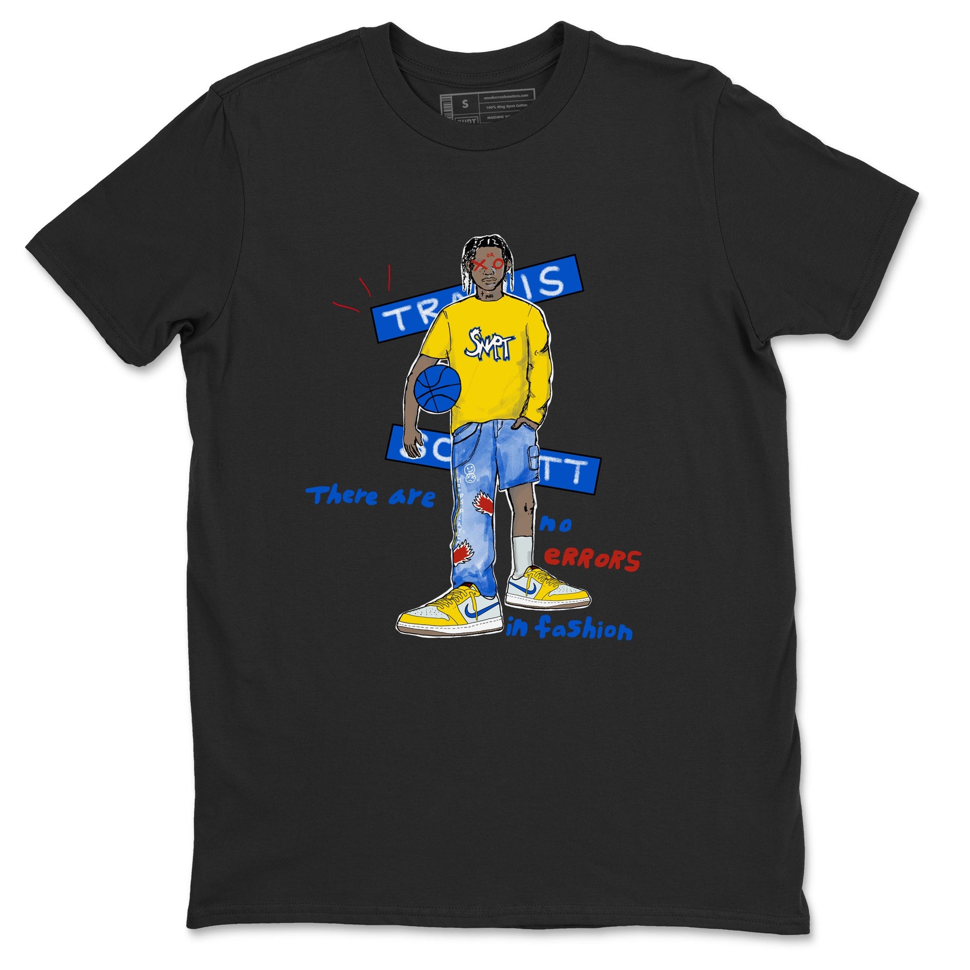 Air Jordan 1 Travis x Scott x Canary shirt to match jordans No Errors In Fashion sneaker tees Air Jordan 1 Travis Scott Canary SNRT Sneaker Release Tees unisex cotton Black 2 crew neck shirt