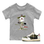 1s Travis Scott Medium Olive shirts to match jordans No Errors In Fashion sneaker match tees Air Jordan 1 Travis Scott Medium Olive SNRT Sneaker Tees streetwear brand Baby and Youth Heather Grey 1 cotton tee