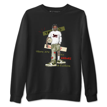 1s Travis Scott Medium Olive shirts to match jordans No Errors In Fashion sneaker match tees Air Jordan 1 Travis Scott Medium Olive SNRT Sneaker Tees streetwear brand Black 2 unisex cotton tee