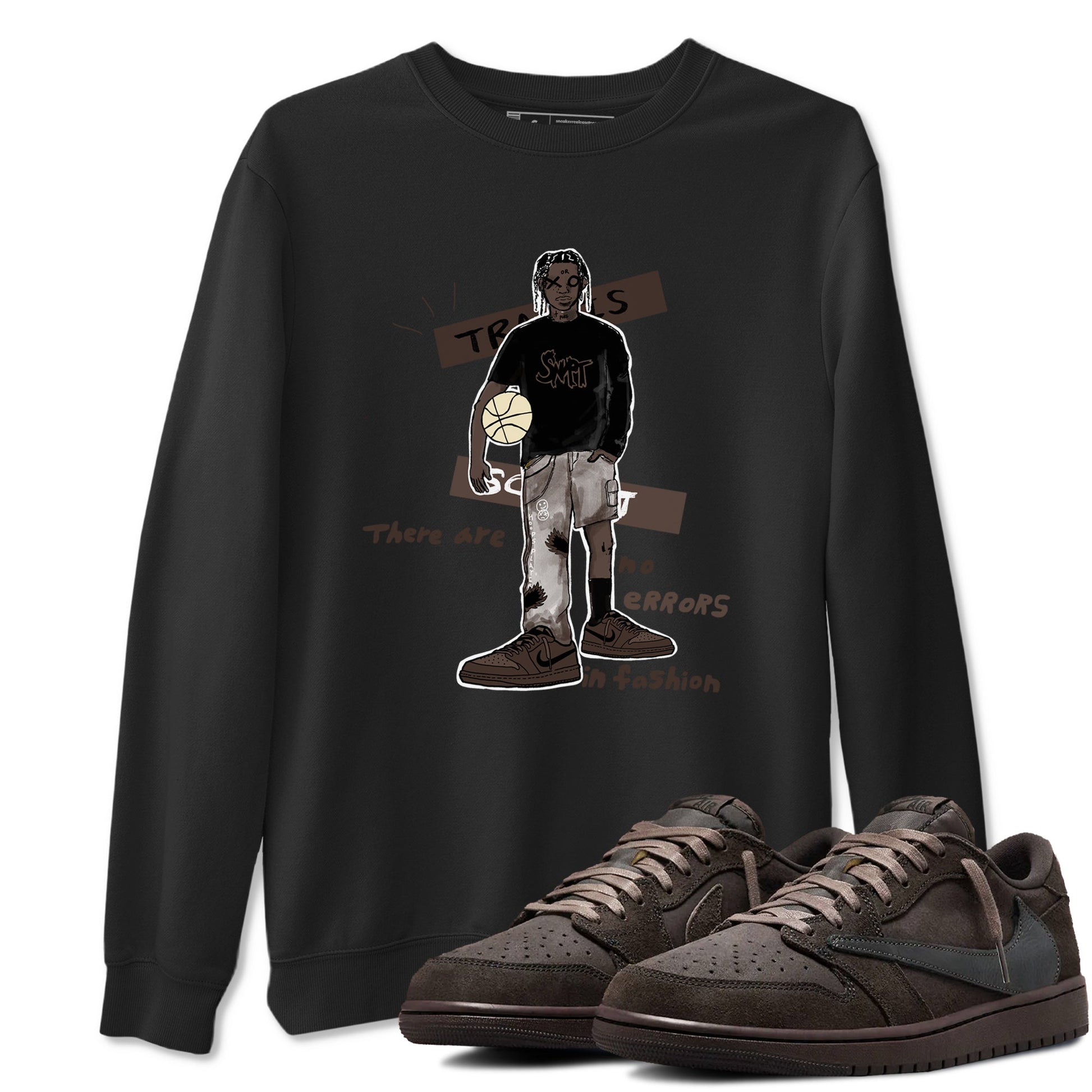 1s Travis Scott Velvet Brown shirts to match jordans No Errors In Fashion best t shirts to wear with jordans Travis Scott x Air Jordan 1 Low OG Velvet Brown match shoes to clothes SNRT Sneaker Tees unisex cotton Black 1 shirts