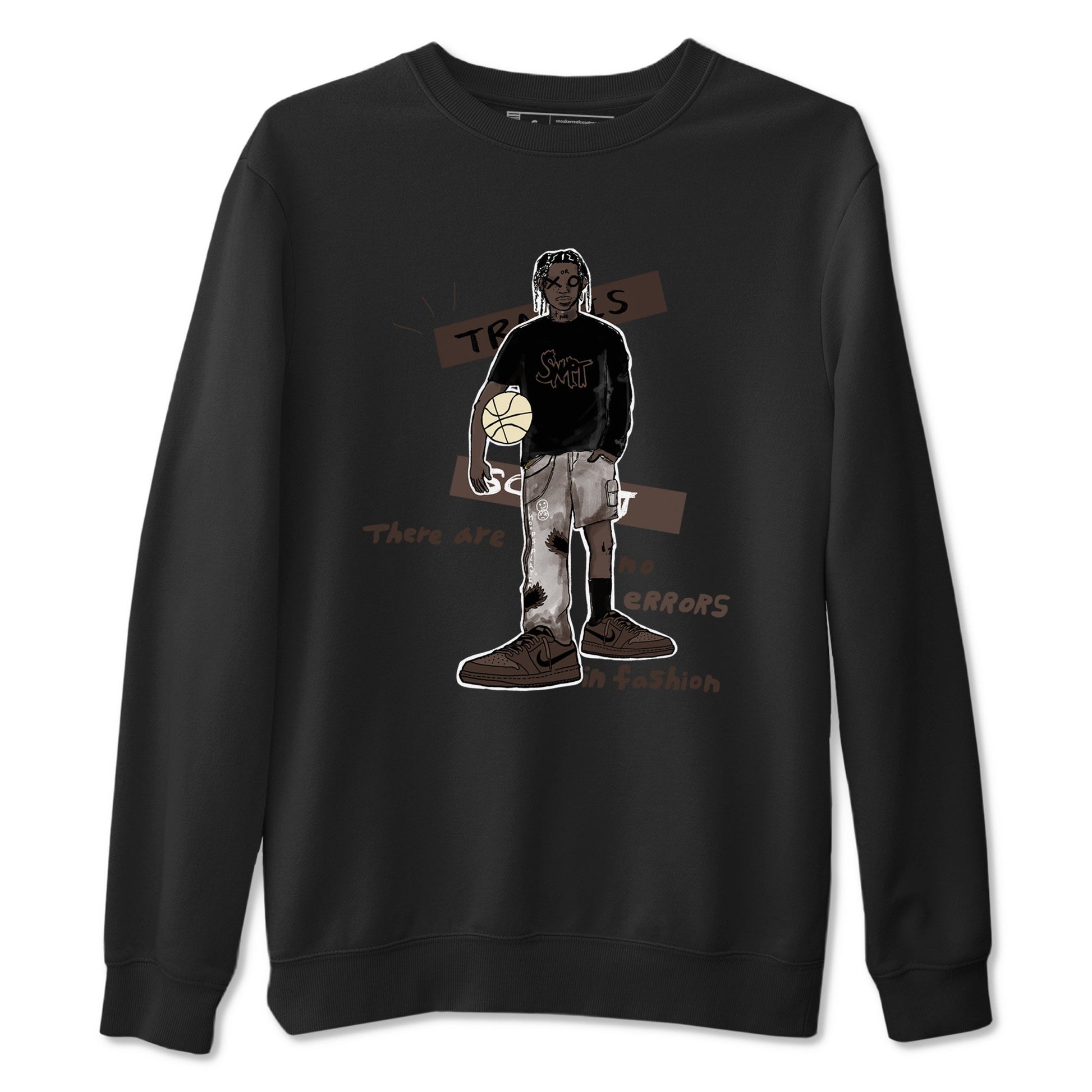 1s Travis Scott Velvet Brown shirts to match jordans No Errors In Fashion best t shirts to wear with jordans Travis Scott x Air Jordan 1 Low OG Velvet Brown match shoes to clothes SNRT Sneaker Tees unisex cotton Black 2 shirts