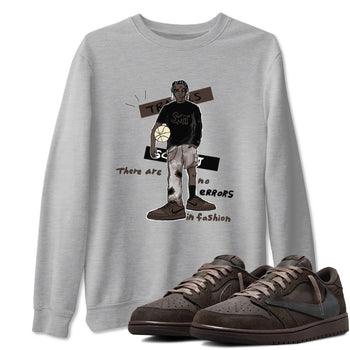 1s Travis Scott Velvet Brown shirts to match jordans No Errors In Fashion best t shirts to wear with jordans Travis Scott x Air Jordan 1 Low OG Velvet Brown match shoes to clothes SNRT Sneaker Tees unisex cotton Heather Grey 1 shirts