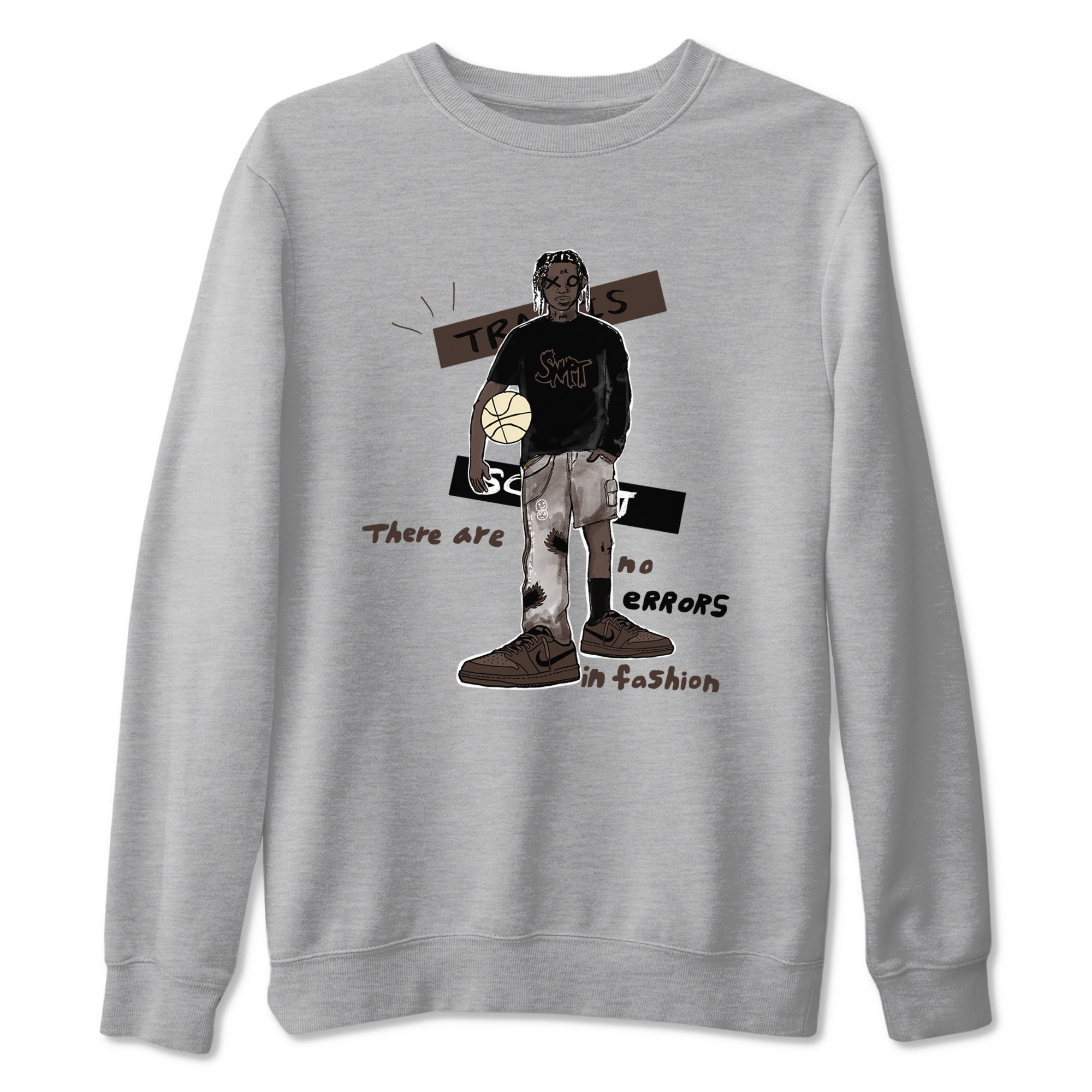 1s Travis Scott Velvet Brown shirts to match jordans No Errors In Fashion best t shirts to wear with jordans Travis Scott x Air Jordan 1 Low OG Velvet Brown match shoes to clothes SNRT Sneaker Tees unisex cotton Heather Grey 2 shirts