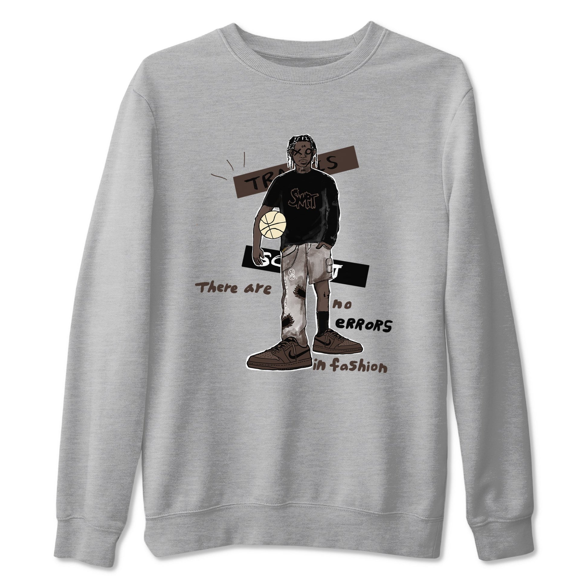 1s Travis Scott Velvet Brown shirts to match jordans No Errors In Fashion best t shirts to wear with jordans Travis Scott x Air Jordan 1 Low OG Velvet Brown match shoes to clothes SNRT Sneaker Tees unisex cotton Heather Grey 2 shirts