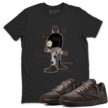 1s Travis Scott Velvet Brown shirts to match jordans No Errors In Fashion best t shirts to wear with jordans Travis Scott x Air Jordan 1 Low OG Velvet Brown match shoes to clothes SNRT Sneaker Tees unisex cotton Black 1 shirts