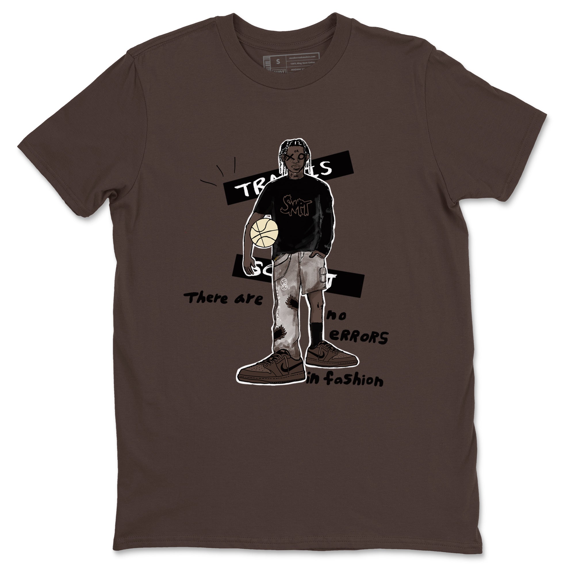 1s Travis Scott Velvet Brown shirts to match jordans No Errors In Fashion best t shirts to wear with jordans Travis Scott x Air Jordan 1 Low OG Velvet Brown match shoes to clothes SNRT Sneaker Tees unisex cotton Dark Chocolate 2 shirts